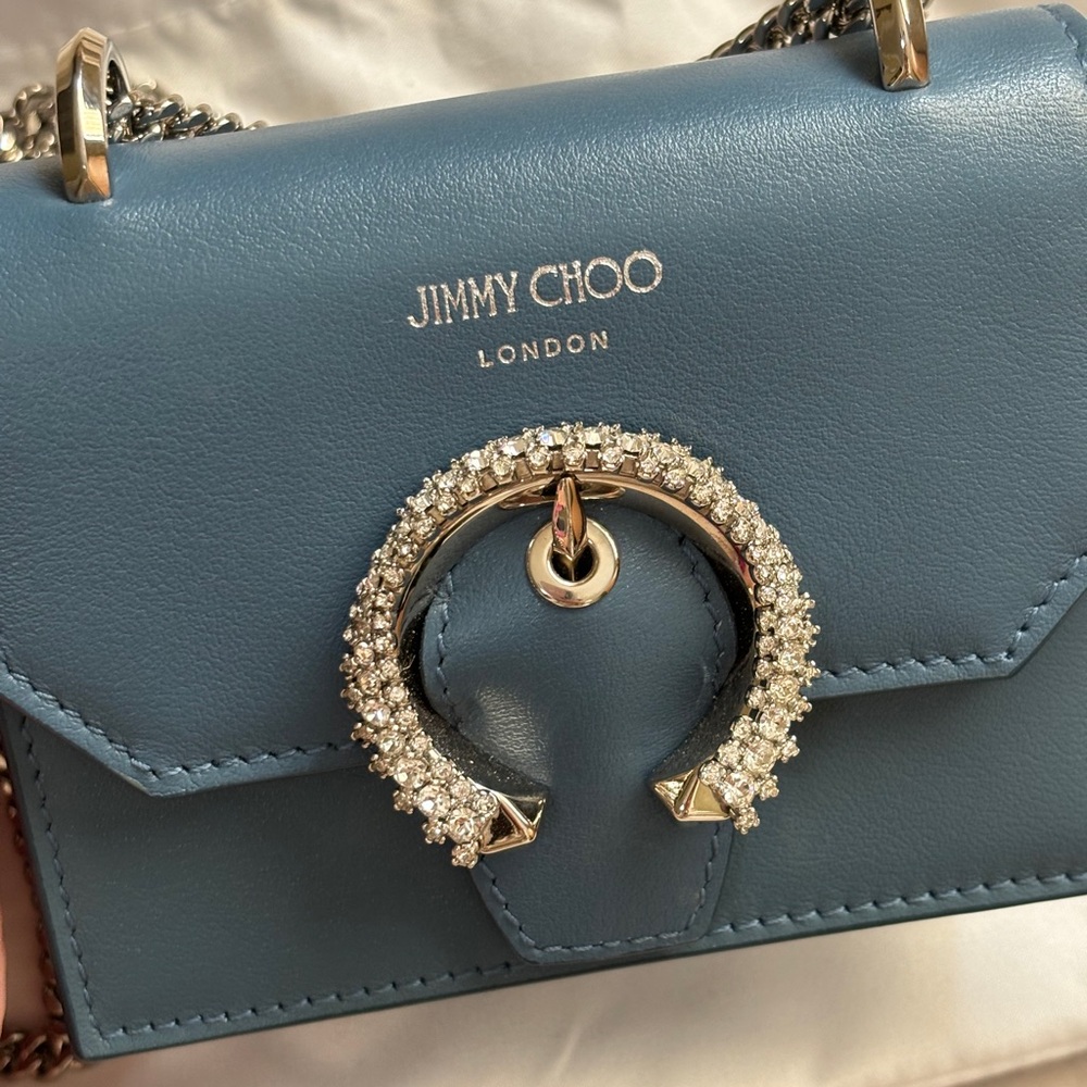 Jimmy Choo Mini Paris In Blue Cross-Body Purse